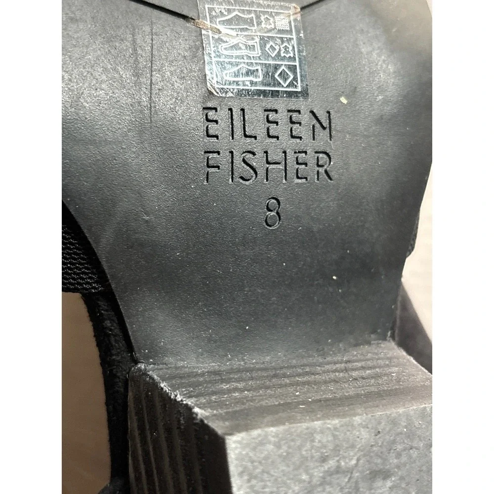 Eileen Fisher Womens 8 Black Suede d'Orsay Pointed Toe Wedge Pumps Career Office